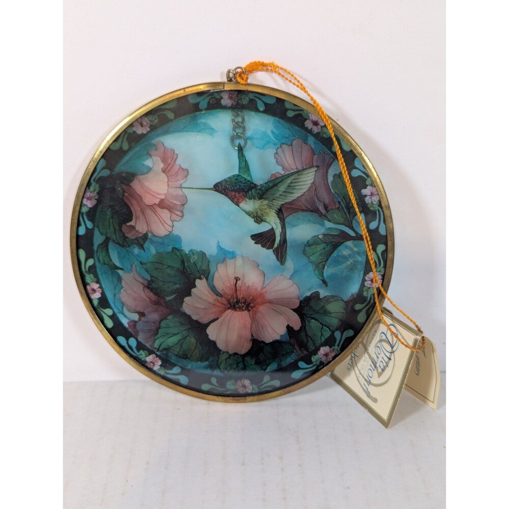 Via Vermont Art Catchers Enesco Hummingbird Glass Suncatcher 1994
